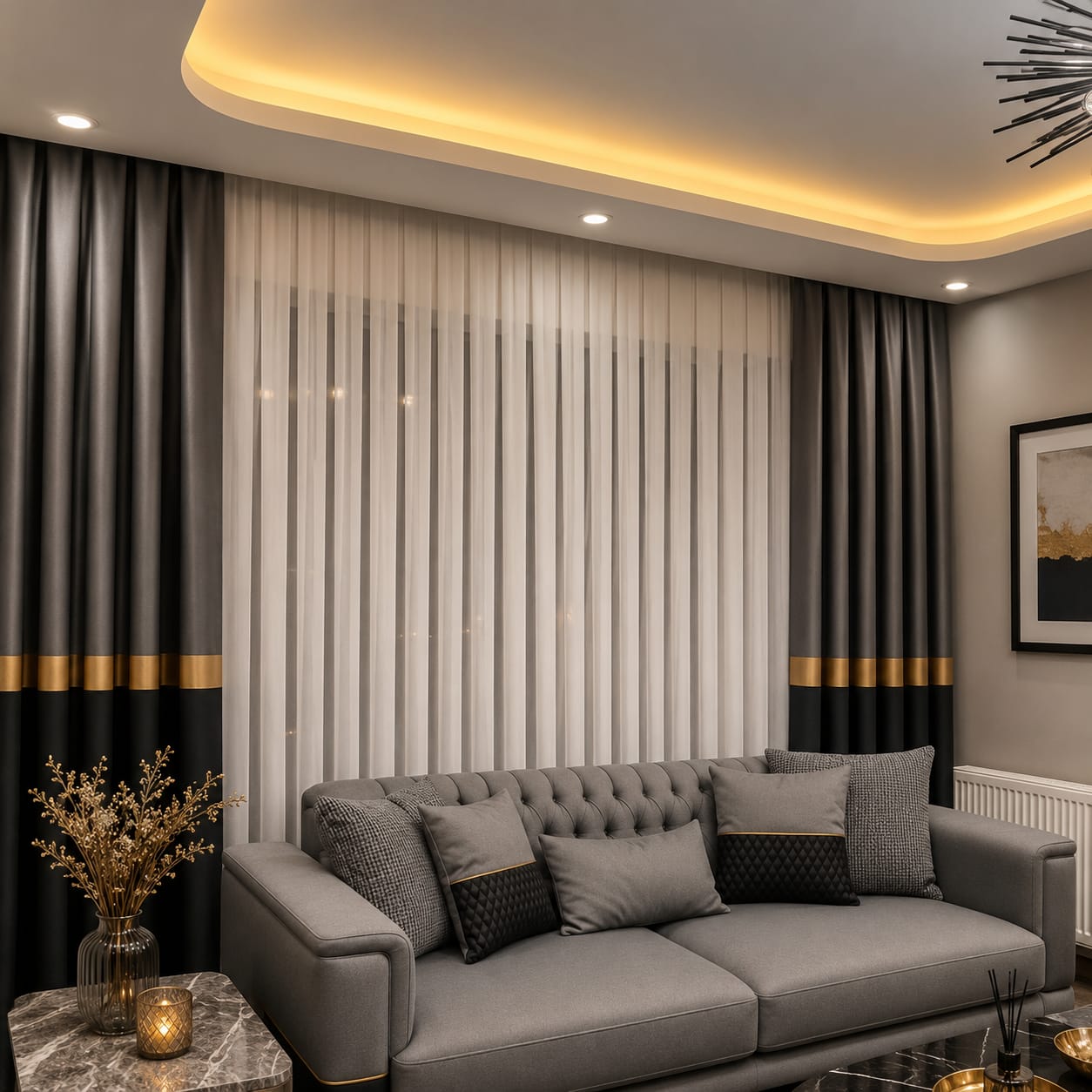 Modern salon perde uygulaması